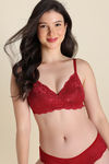 Zivame Dreamcatcher Padded Non Wired Medium Coverage Lace Bra - Red dahlia — thumbnail 2